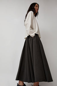 Black Crane Circle Skirt in Dark Grey