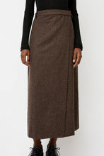 Load image into Gallery viewer, Mijeong Park Wool Blend Maxi Wrap Skirt in Brown