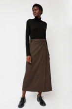 Load image into Gallery viewer, Mijeong Park Wool Blend Maxi Wrap Skirt in Brown