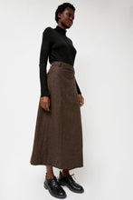 Load image into Gallery viewer, Mijeong Park Wool Blend Maxi Wrap Skirt in Brown