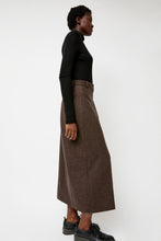 Load image into Gallery viewer, Mijeong Park Wool Blend Maxi Wrap Skirt in Brown