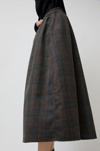 Load image into Gallery viewer, No.6 Nic Skirt in Small Dark Grey and Orange Plaid