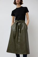 Load image into Gallery viewer, No.6 Parson Skirt in Olive Faux Leather