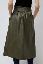 Load image into Gallery viewer, No.6 Parson Skirt in Olive Faux Leather