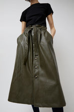 Load image into Gallery viewer, No.6 Parson Skirt in Olive Faux Leather